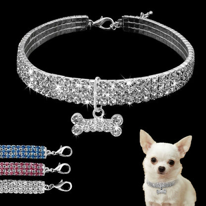 2 ชิ้น Bling Rhinestone ปลอกคอสุนัขคริสตัลลูกสุนัข Chihuahua สัตว์เลี้ยงสุนัข Collars Leash สำหรับสุนัขขนาดเล็ก Mascotas อุปกรณ์เสริม, L, M, S