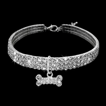 2 ชิ้น Bling Rhinestone ปลอกคอสุนัขคริสตัลลูกสุนัข Chihuahua สัตว์เลี้ยงสุนัข Collars Leash สำหรับสุนัขขนาดเล็ก Mascotas อุปกรณ์เสริม, L, M, S