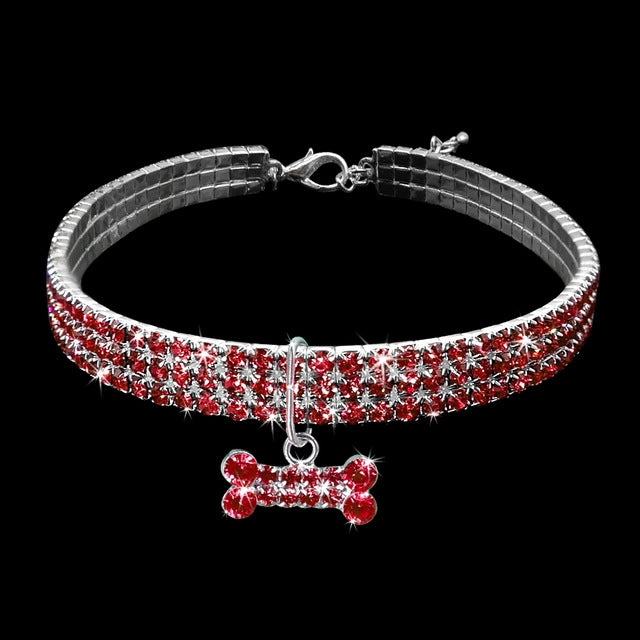 2 ชิ้น Bling Rhinestone ปลอกคอสุนัขคริสตัลลูกสุนัข Chihuahua สัตว์เลี้ยงสุนัข Collars Leash สำหรับสุนัขขนาดเล็ก Mascotas อุปกรณ์เสริม, L, M, S
