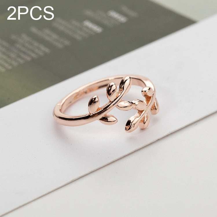 2 ชิ้นเสน่ห์ Tolive สาขาต้นไม้ใบแหวนเปิดปรับได้สำหรับผู้หญิง
