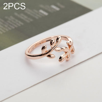 2 ชิ้นเสน่ห์ Tolive สาขาต้นไม้ใบแหวนเปิดปรับได้สำหรับผู้หญิง