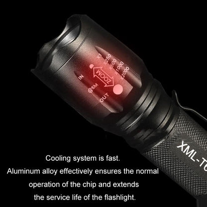 T02 คลิปปากกาไฟฉายขนาดเล็ก T6 Telescopic Zoom ไฟฉาย LED กันน้ำกลางแจ้ง Long Shot Glare ไฟฉาย, T02 Pen Clip