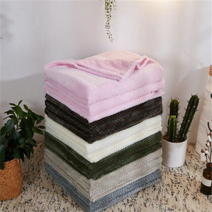 Thicken สีทึบตาข่ายสับปะรด Flannel ผ้าห่ม Coral ขนแกะเครื่องปรับอากาศโซฟาฤดูหนาว WARM แผ่นทำความสะอาดง่าย Faux FUR ผ้าห่ม, 100x150cm, 120x200cm, 150x200cm, 180x200cm, 200x230cm, 70x100cm, 45x65cm