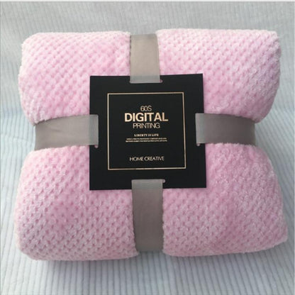 Thicken สีทึบตาข่ายสับปะรด Flannel ผ้าห่ม Coral ขนแกะเครื่องปรับอากาศโซฟาฤดูหนาว WARM แผ่นทำความสะอาดง่าย Faux FUR ผ้าห่ม, 100x150cm, 120x200cm, 150x200cm, 180x200cm, 200x230cm, 70x100cm, 45x65cm