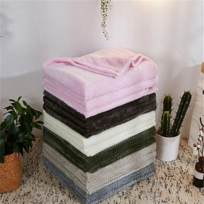 Thicken สีทึบตาข่ายสับปะรด Flannel ผ้าห่ม Coral ขนแกะเครื่องปรับอากาศโซฟาฤดูหนาว WARM แผ่นทำความสะอาดง่าย Faux FUR ผ้าห่ม, 100x150cm, 120x200cm, 150x200cm, 180x200cm, 200x230cm, 70x100cm, 45x65cm