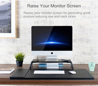 ขาตั้งจอภาพ Riser พร้อมขาโลหะสำหรับ iMac MacBook เครื่องพิมพ์จอแสดงผล LCD, Lapdesk Tabletop Organizer แพลตฟอร์มที่ทนทาน ประหยัดพื้นที่
