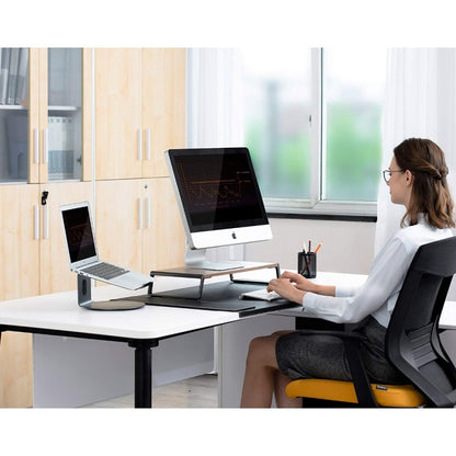 ขาตั้งจอภาพ Riser พร้อมขาโลหะสำหรับ iMac MacBook เครื่องพิมพ์จอแสดงผล LCD, Lapdesk Tabletop Organizer แพลตฟอร์มที่ทนทาน ประหยัดพื้นที่