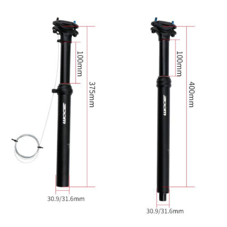 ZOOM จักรยานควบคุมด้วยสายไฮดรอลิกยกท่อเบาะนั่งจักรยานเสือภูเขา, 30.9mm 400mm Internal Routing, 31.6mm 400mm Internal Routing