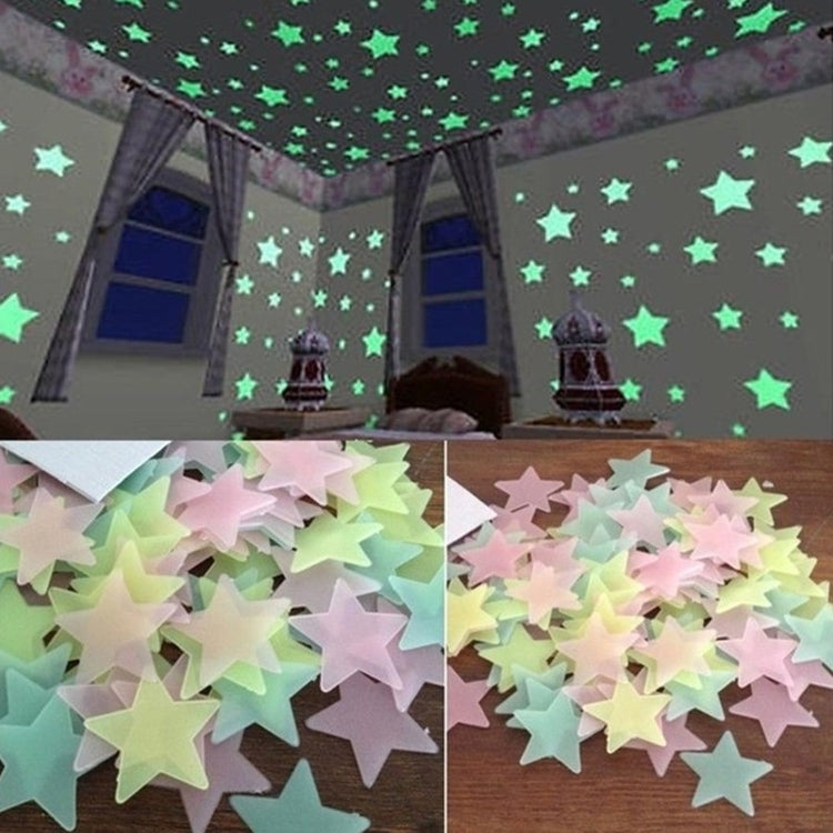 100PC ห้องนอนเด็กเรืองแสงสติ๊กเกอร์ติดผนังดาว