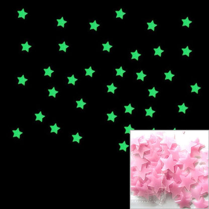 100PC ห้องนอนเด็กเรืองแสงสติ๊กเกอร์ติดผนังดาว