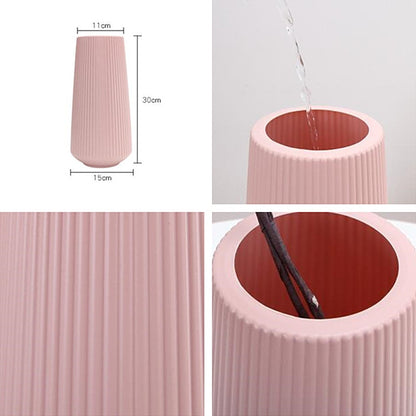 แจกันพลาสติกแบบเรียบง่ายภาชนะจัดดอกไม้แห้งและเปียก, 11 x 30cm
