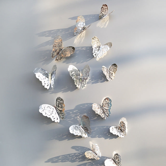 วอลล์เปเปอร์ 3D ตกแต่งบ้าน Hollow Butterfly ตู้เย็นสติ๊กเกอร์ติดผนัง