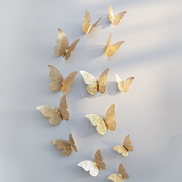 วอลล์เปเปอร์ 3D ตกแต่งบ้าน Hollow Butterfly ตู้เย็นสติ๊กเกอร์ติดผนัง