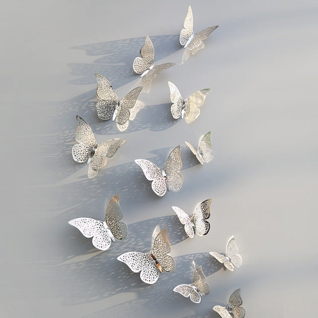วอลล์เปเปอร์ 3D ตกแต่งบ้าน Hollow Butterfly ตู้เย็นสติ๊กเกอร์ติดผนัง