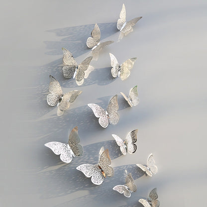 วอลล์เปเปอร์ 3D ตกแต่งบ้าน Hollow Butterfly ตู้เย็นสติ๊กเกอร์ติดผนัง