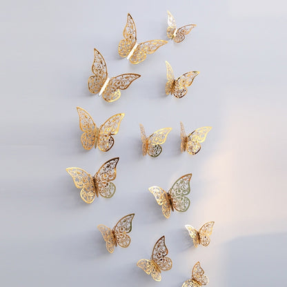 วอลล์เปเปอร์ 3D ตกแต่งบ้าน Hollow Butterfly ตู้เย็นสติ๊กเกอร์ติดผนัง