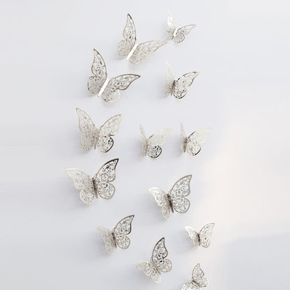 วอลล์เปเปอร์ 3D ตกแต่งบ้าน Hollow Butterfly ตู้เย็นสติ๊กเกอร์ติดผนัง