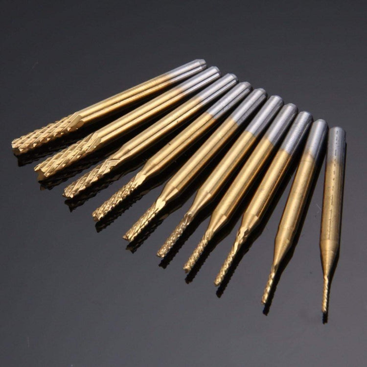 10 ชิ้น/เซ็ต TITANIUM เคลือบคาร์ไบด์ end Mill มีดแกะสลักเครื่องตัดขอบเครื่องกัด CNC, Milling Cutter