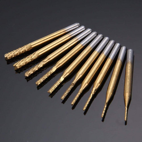 10 ชิ้น/เซ็ต TITANIUM เคลือบคาร์ไบด์ end Mill มีดแกะสลักเครื่องตัดขอบเครื่องกัด CNC, Milling Cutter