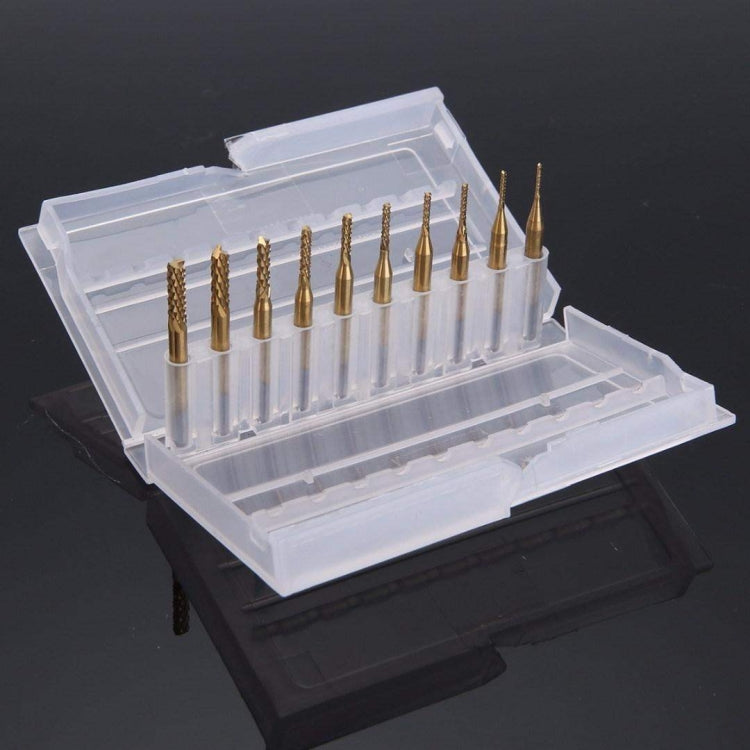 10 ชิ้น/เซ็ต TITANIUM เคลือบคาร์ไบด์ end Mill มีดแกะสลักเครื่องตัดขอบเครื่องกัด CNC, Milling Cutter