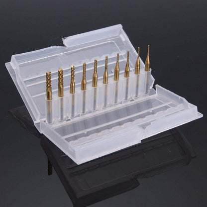 10 ชิ้น/เซ็ต TITANIUM เคลือบคาร์ไบด์ end Mill มีดแกะสลักเครื่องตัดขอบเครื่องกัด CNC, Milling Cutter