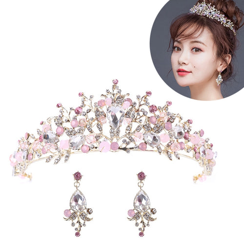 หรูหราสีชมพูทองเพิร์ลมงกุฎเจ้าสาว Handmade Tiara เจ้าสาวแถบคาดศีรษะคริสตัลงานแต่งงานมงกุฎ Queen Crown แต่งงานอุปกรณ์เสริมผม, Pearl Crown Pink, Pearl Crown Gold, Pearl Crown White