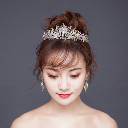 หรูหราสีชมพูทองเพิร์ลมงกุฎเจ้าสาว Handmade Tiara เจ้าสาวแถบคาดศีรษะคริสตัลงานแต่งงานมงกุฎ Queen Crown แต่งงานอุปกรณ์เสริมผม, Pearl Crown Pink, Pearl Crown Gold, Pearl Crown White