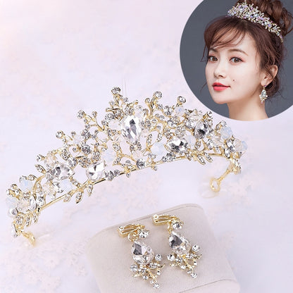 หรูหราสีชมพูทองเพิร์ลมงกุฎเจ้าสาว Handmade Tiara เจ้าสาวแถบคาดศีรษะคริสตัลงานแต่งงานมงกุฎ Queen Crown แต่งงานอุปกรณ์เสริมผม, Pearl Crown Pink, Pearl Crown Gold, Pearl Crown White