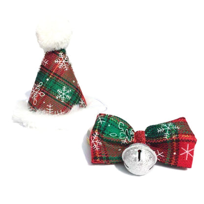 หมวกคริสต์มาสสำหรับสัตว์เลี้ยง 2 ชิ้นและชุดโบว์ผูกอุปกรณ์เสริมวันหยุด, Bow Tie Set