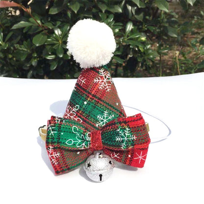 หมวกคริสต์มาสสำหรับสัตว์เลี้ยง 2 ชิ้นและชุดโบว์ผูกอุปกรณ์เสริมวันหยุด, Bow Tie Set