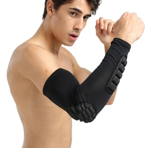 แขนบาสเกตบอล Cellular Anti-collision Anti-SLIP การบีบอัดข้อศอกอุปกรณ์ป้องกัน, L, M, XL