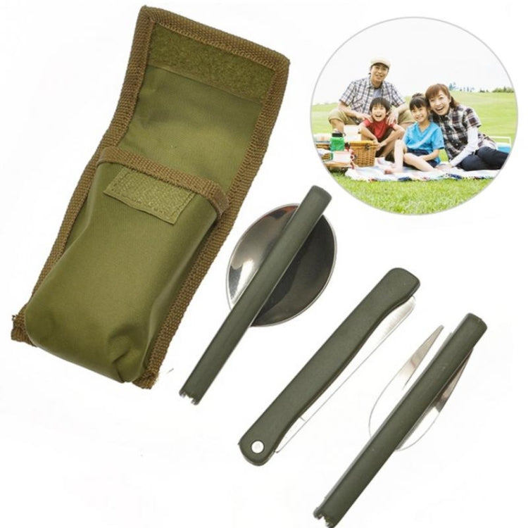 แบบพกพา Mini Tableware ชุดเครื่องมือกลางแจ้งชุดช้อนส้อมพับพร้อมช้อนส้อมมีดสำหรับ Camping Picnic สแตนเลส