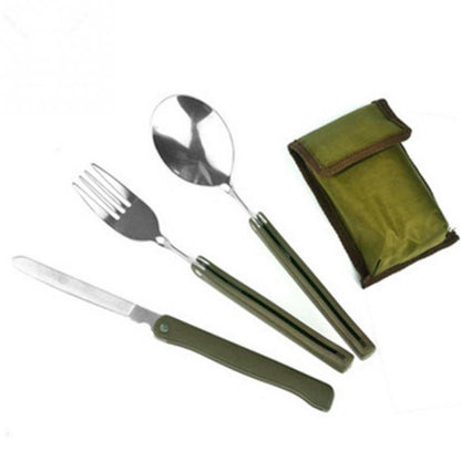 แบบพกพา Mini Tableware ชุดเครื่องมือกลางแจ้งชุดช้อนส้อมพับพร้อมช้อนส้อมมีดสำหรับ Camping Picnic สแตนเลส