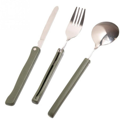 แบบพกพา Mini Tableware ชุดเครื่องมือกลางแจ้งชุดช้อนส้อมพับพร้อมช้อนส้อมมีดสำหรับ Camping Picnic สแตนเลส