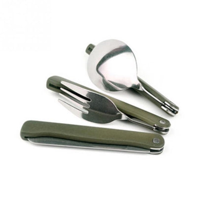 แบบพกพา Mini Tableware ชุดเครื่องมือกลางแจ้งชุดช้อนส้อมพับพร้อมช้อนส้อมมีดสำหรับ Camping Picnic สแตนเลส