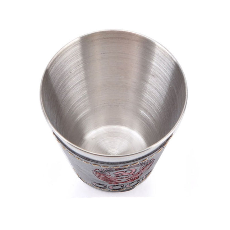 4 in 1 70ml Outdoor Camping Tableware ถ้วยท่องเที่ยวชุดอุปกรณ์ปิกนิกสแตนเลสสตีลไวน์เบียร์ถ้วยแก้ววิสกี้ PU หนัง
