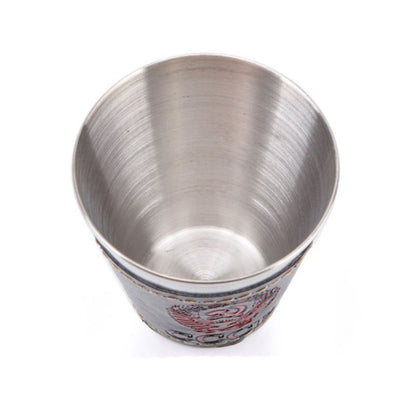 4 in 1 70ml Outdoor Camping Tableware ถ้วยท่องเที่ยวชุดอุปกรณ์ปิกนิกสแตนเลสสตีลไวน์เบียร์ถ้วยแก้ววิสกี้ PU หนัง