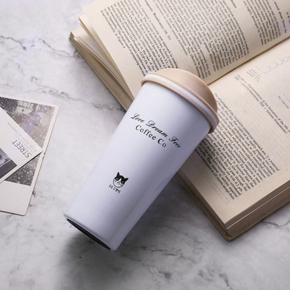 500ML สแตนเลสแบบพกพาของขวัญสร้างสรรค์ถ้วยกาแฟสำนักงานสูญญากาศ THERMOS MUG