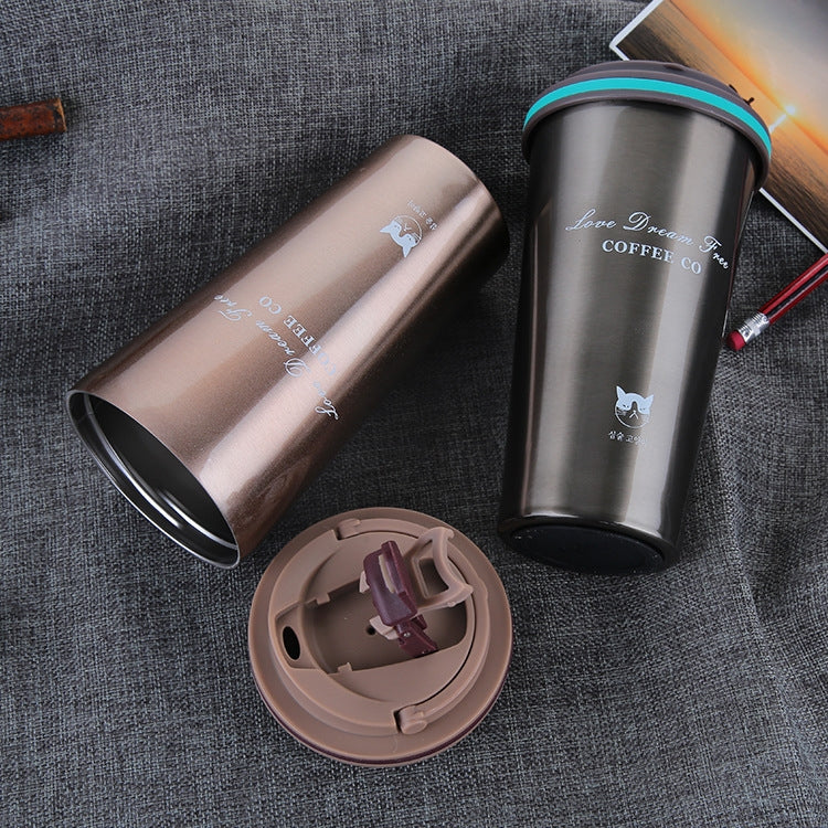 500ML สแตนเลสแบบพกพาของขวัญสร้างสรรค์ถ้วยกาแฟสำนักงานสูญญากาศ THERMOS MUG