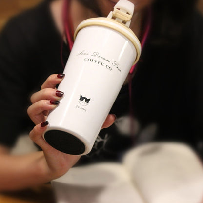 500ML สแตนเลสแบบพกพาของขวัญสร้างสรรค์ถ้วยกาแฟสำนักงานสูญญากาศ THERMOS MUG