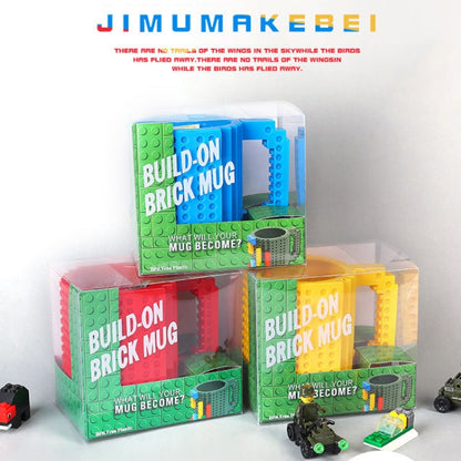 การออกแบบบล็อกตัวต่อแก้วกาแฟสร้างสรรค์ถ้วยกาแฟ Build-on Brick ที่วางน้ำดื่ม, 301-400ml
