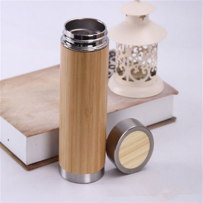 กระติกน้ำร้อนไม้ไผ่สร้างสรรค์ กระติกน้ำสแตนเลส, 450ml  Stainless Steel