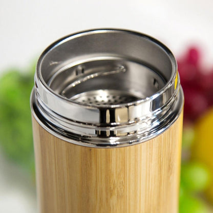 กระติกน้ำร้อนไม้ไผ่สร้างสรรค์ กระติกน้ำสแตนเลส, 450ml  Stainless Steel