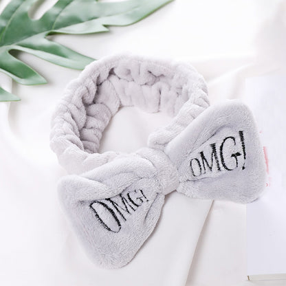 ผู้หญิงใหม่ตัวอักษร \\\ "OMG \\\" Coral ขนแกะโบว์ Headbands น่ารักผู้ถือผม Headwear อุปกรณ์เสริมผม