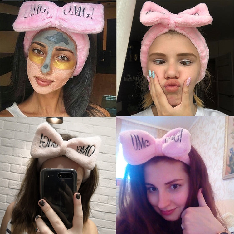 ผู้หญิงใหม่ตัวอักษร \\\ "OMG \\\" Coral ขนแกะโบว์ Headbands น่ารักผู้ถือผม Headwear อุปกรณ์เสริมผม