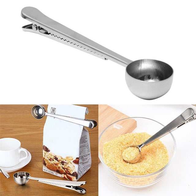 5PCS มัลติฟังก์ชั่ครัวตักกาแฟพร้อมคลิปสแตนเลสสตีลชากาแฟวัดถ้วยกาแฟ Scoop, Coffee Scoop(Silver), Coffee Scoop(Gold), Coffee Scoop(Black), Coffee Scoop(Rose Gold)