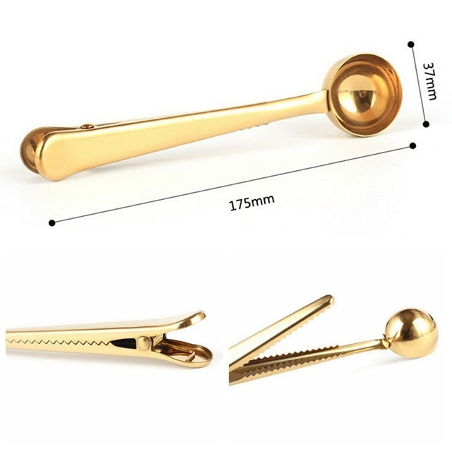 5PCS มัลติฟังก์ชั่ครัวตักกาแฟพร้อมคลิปสแตนเลสสตีลชากาแฟวัดถ้วยกาแฟ Scoop, Coffee Scoop(Silver), Coffee Scoop(Gold), Coffee Scoop(Black), Coffee Scoop(Rose Gold)