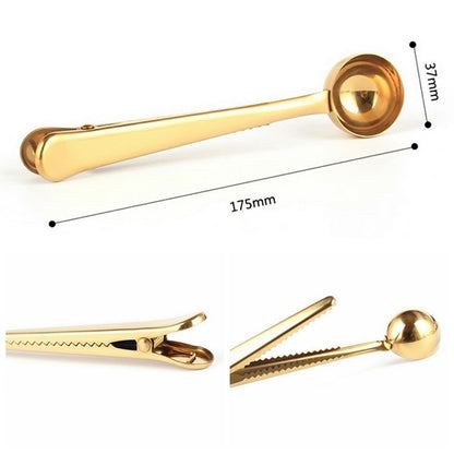 5PCS มัลติฟังก์ชั่ครัวตักกาแฟพร้อมคลิปสแตนเลสสตีลชากาแฟวัดถ้วยกาแฟ Scoop, Coffee Scoop(Silver), Coffee Scoop(Gold), Coffee Scoop(Black), Coffee Scoop(Rose Gold)