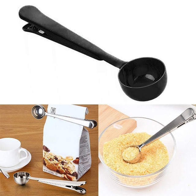 5PCS มัลติฟังก์ชั่ครัวตักกาแฟพร้อมคลิปสแตนเลสสตีลชากาแฟวัดถ้วยกาแฟ Scoop, Coffee Scoop(Silver), Coffee Scoop(Gold), Coffee Scoop(Black), Coffee Scoop(Rose Gold)