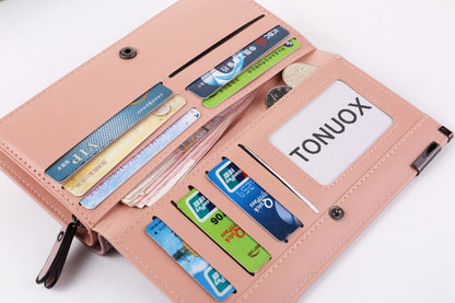 กระเป๋าสตางค์ยาวซิปกระเป๋าใส่เหรียญบัตร ID ผู้ถือคลัทช์กระเป๋าสตางค์ผู้หญิง